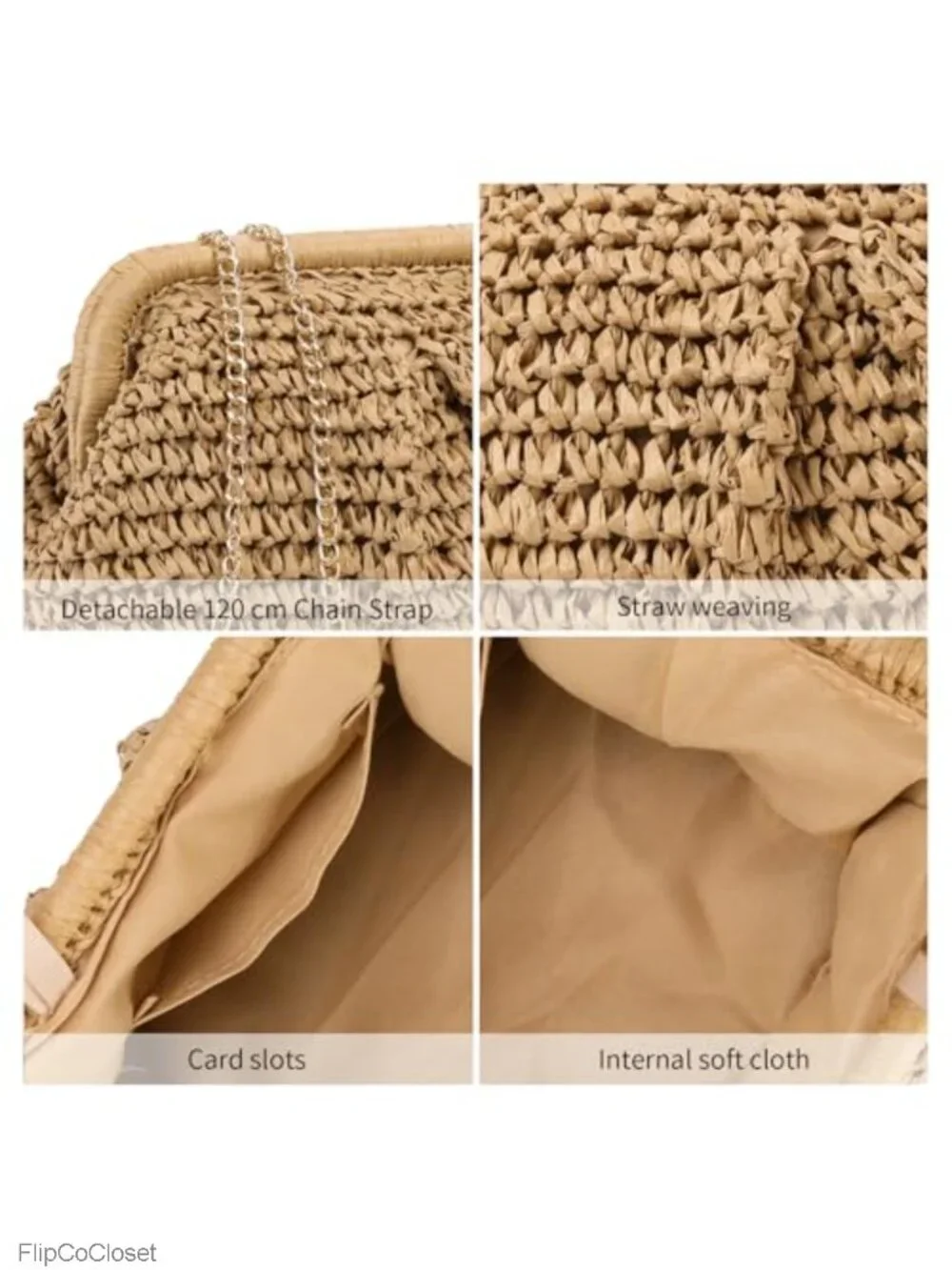 Straw Clutch Crossbody Handbag Woven Shoulder Bag Cloud Dumpling Pouch